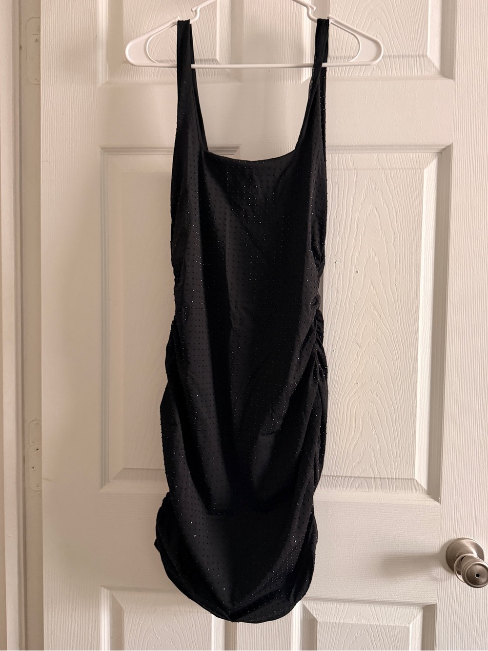 Zara Black Embellished Mesh Panel Dress